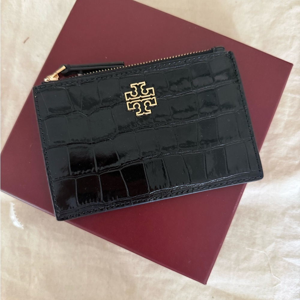 Black Croc-Embossed Card Holder